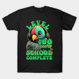 Level 100 Days Of School Complete Gamer Video Games Parrot T-Shirt